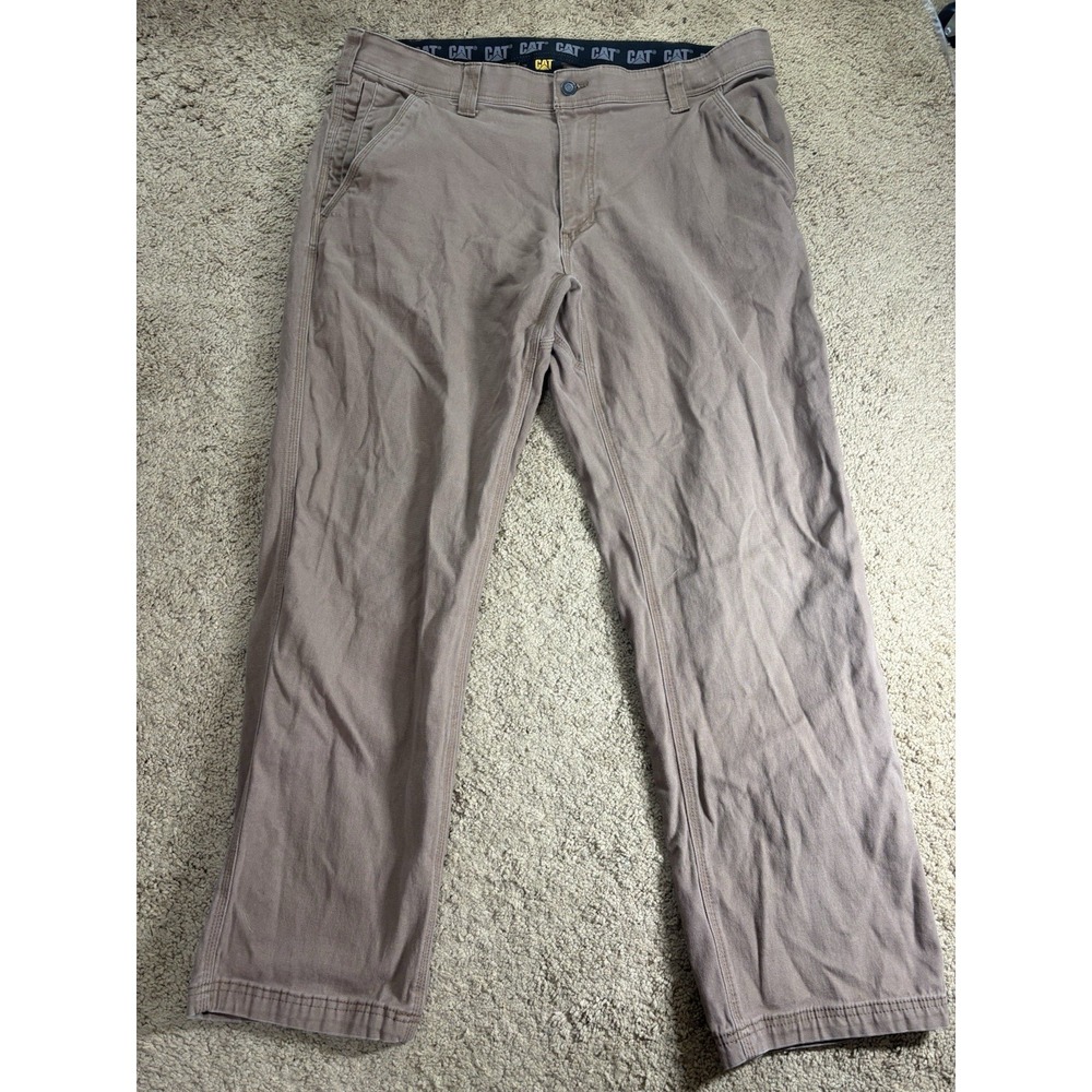 CAT‎ Pants Men 38x32 Brown Utility Straight Leg Stretch Flex Waistband Workwear